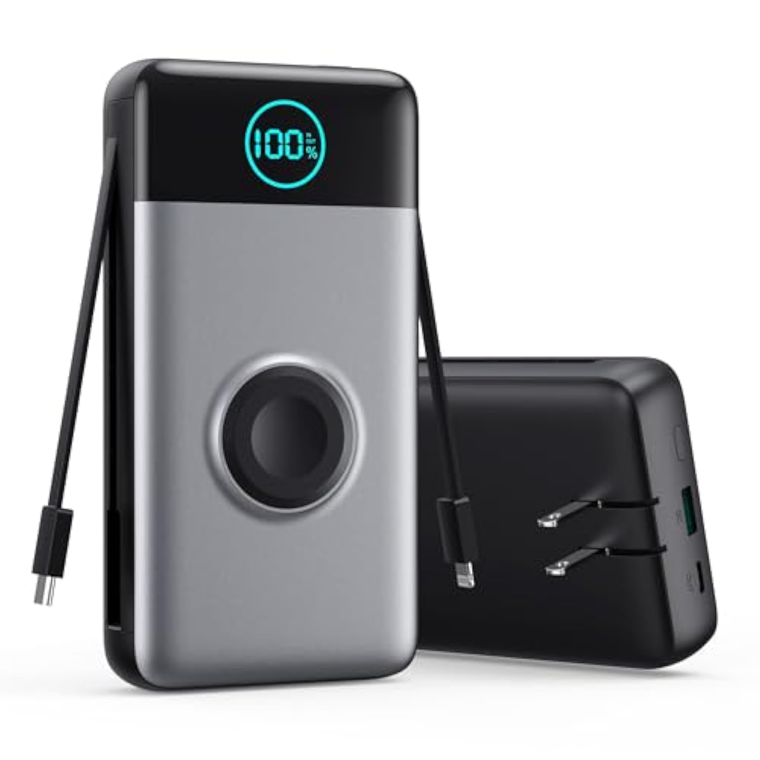 Portable Charger 40800Mah Power Bank With Built-In Cables,Wall Plug And Iwatch Charger,6-In-1 Qc4.0+25W Pd Usb C Fast Phone Charging,Lcd Display Battery Pack For Iphone 16/15/14,Apple Watch,Galaxy Etc