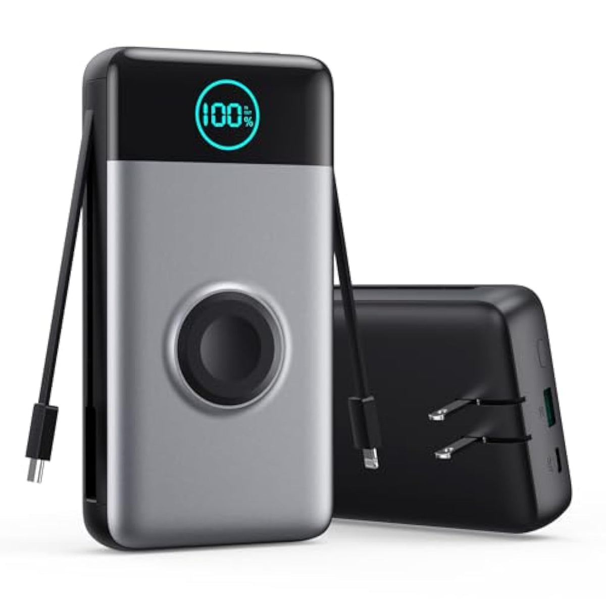 Portable Charger 40800Mah Power Bank With Built-In Cables,Wall Plug And Iwatch Charger,6-In-1 Qc4.0+25W Pd Usb C Fast Phone Charging,Lcd Display Battery Pack For Iphone 16/15/14,Apple Watch,Galaxy Etc