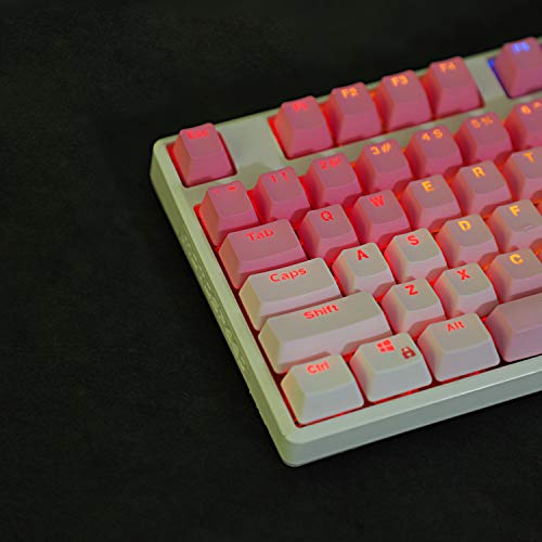 Double Shot 104 Dyed Pbt Shine Through Keyset Oem Profile Keycap Set For Cherry Mx Switches Mechanical Keyboard 104 87 61 (Pink Gradient) (Only Keycaps)