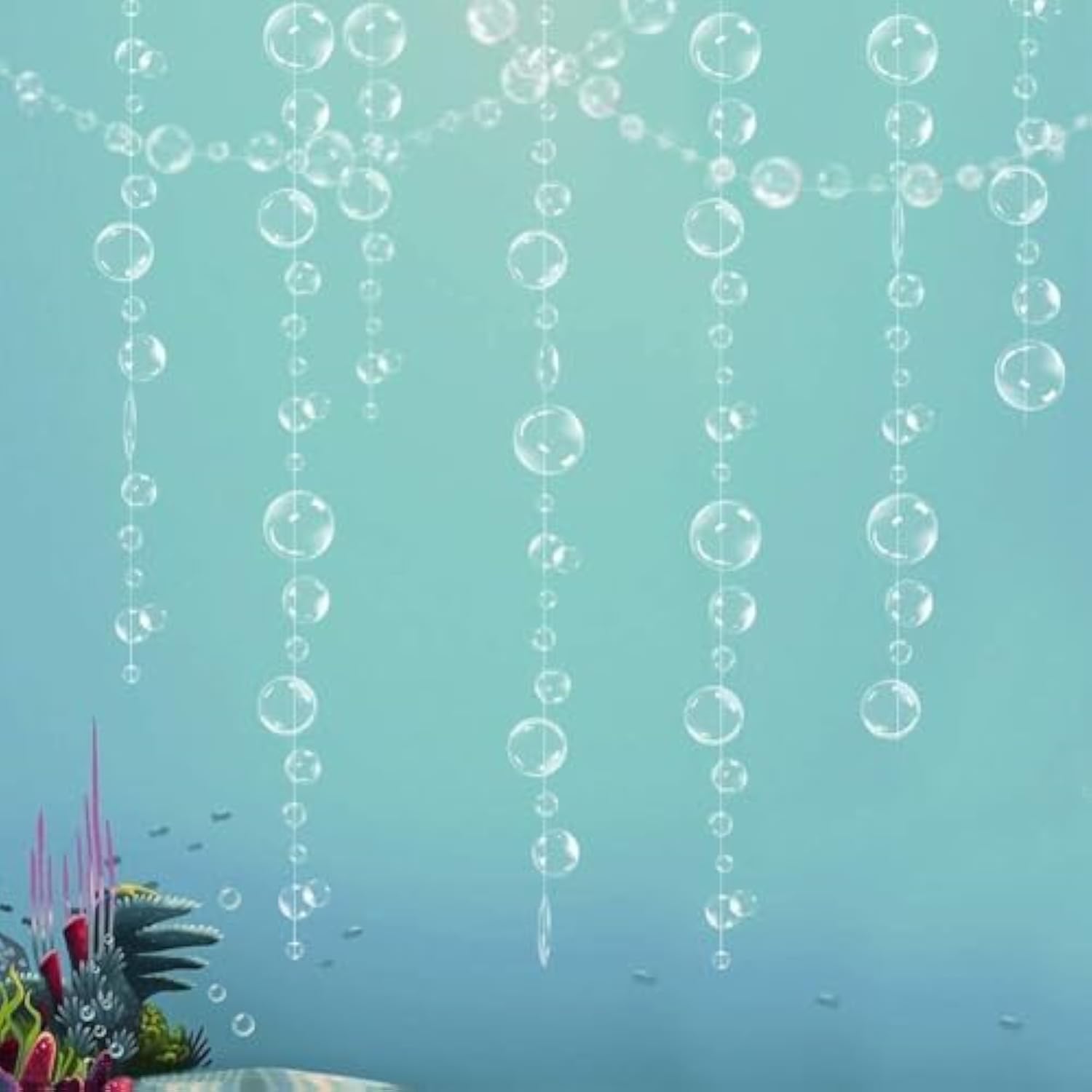 Under the Sea Bubble Garland & Foil Fringe Curtain Mermaid, Ocean and Beach Party Decor