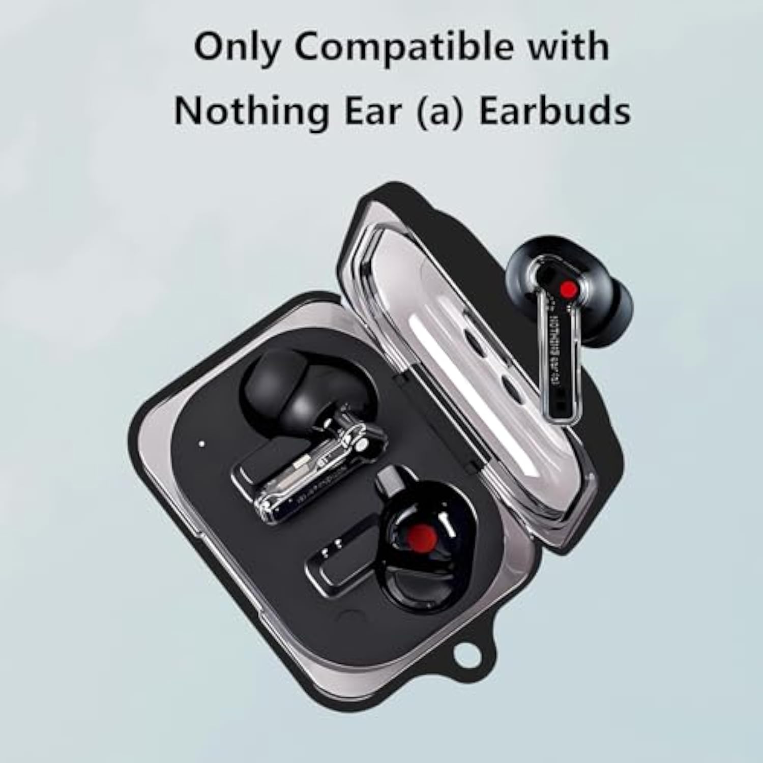 Case Cover Compatible With Nothing Ear (A) Earbuds, Soft Silicone Protective Case With Cleaner Kit With Carabiner Keychain Accessories (Black)