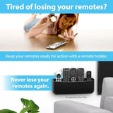 Hole-Free Remote Holder for 5-6 Remotes Premium Black No Drill Needed