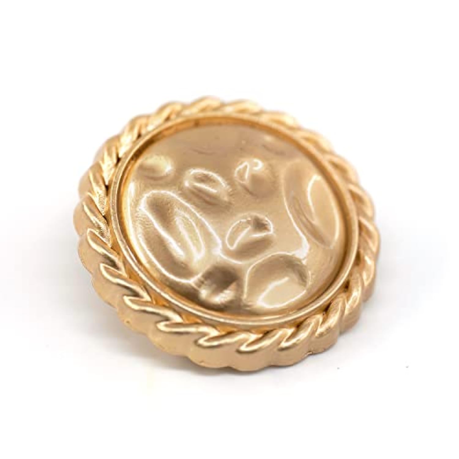20 Pcs Stamping Lunar Surface Sewing Golden Metal Shank Coat Buttons -