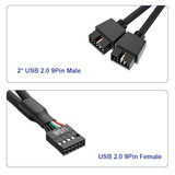 Motherboard 9Pin Usb2.0 To Dual 9Pin Extension Cable, 9Pin To 2 * 9Pin Splitte
