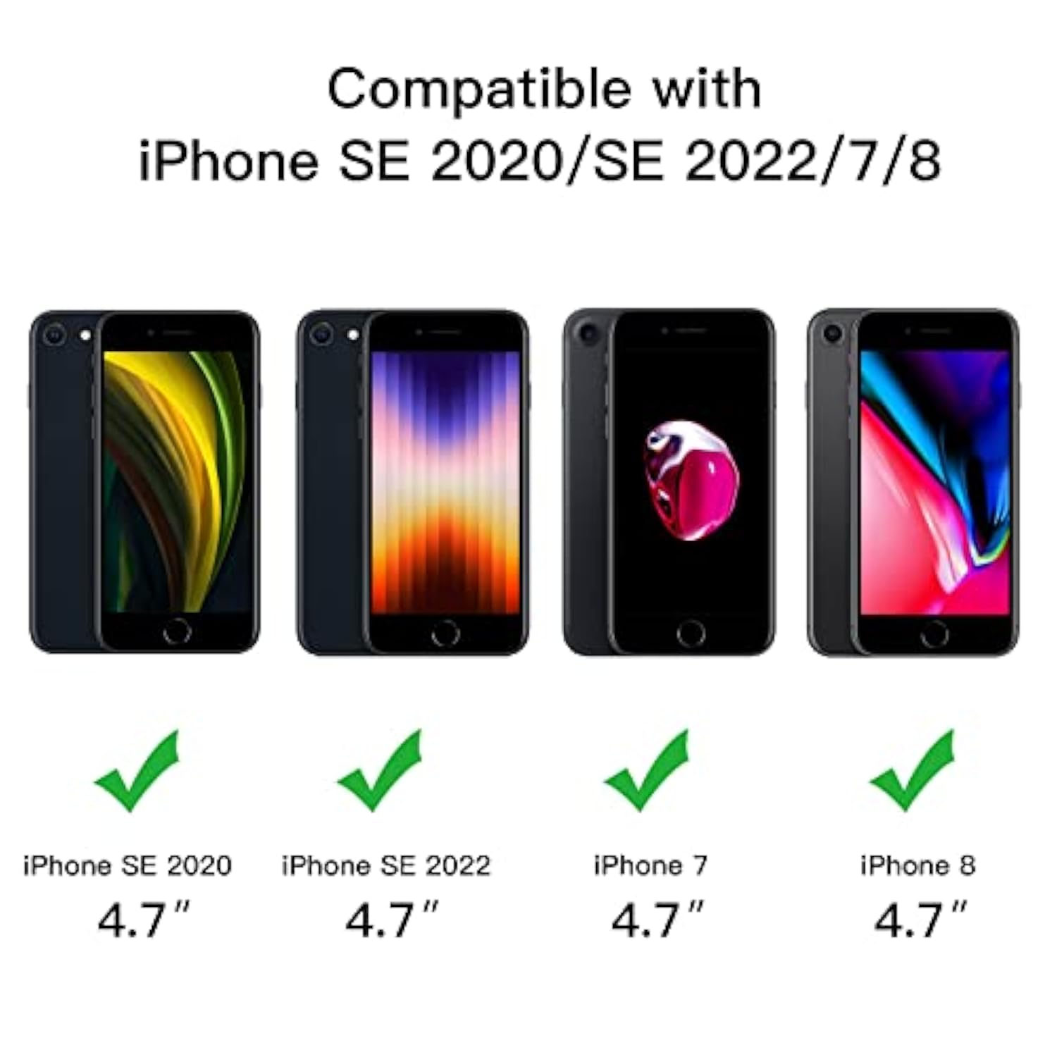 JETech Matte Case for iPhone SE 3/2 (2022/2020), iPhone 8/7, 4.7-Inch, Shockproof Military Grade Drop Protection, Frosted Translucent Back Phone Cover, Anti-Fingerprint (Black)