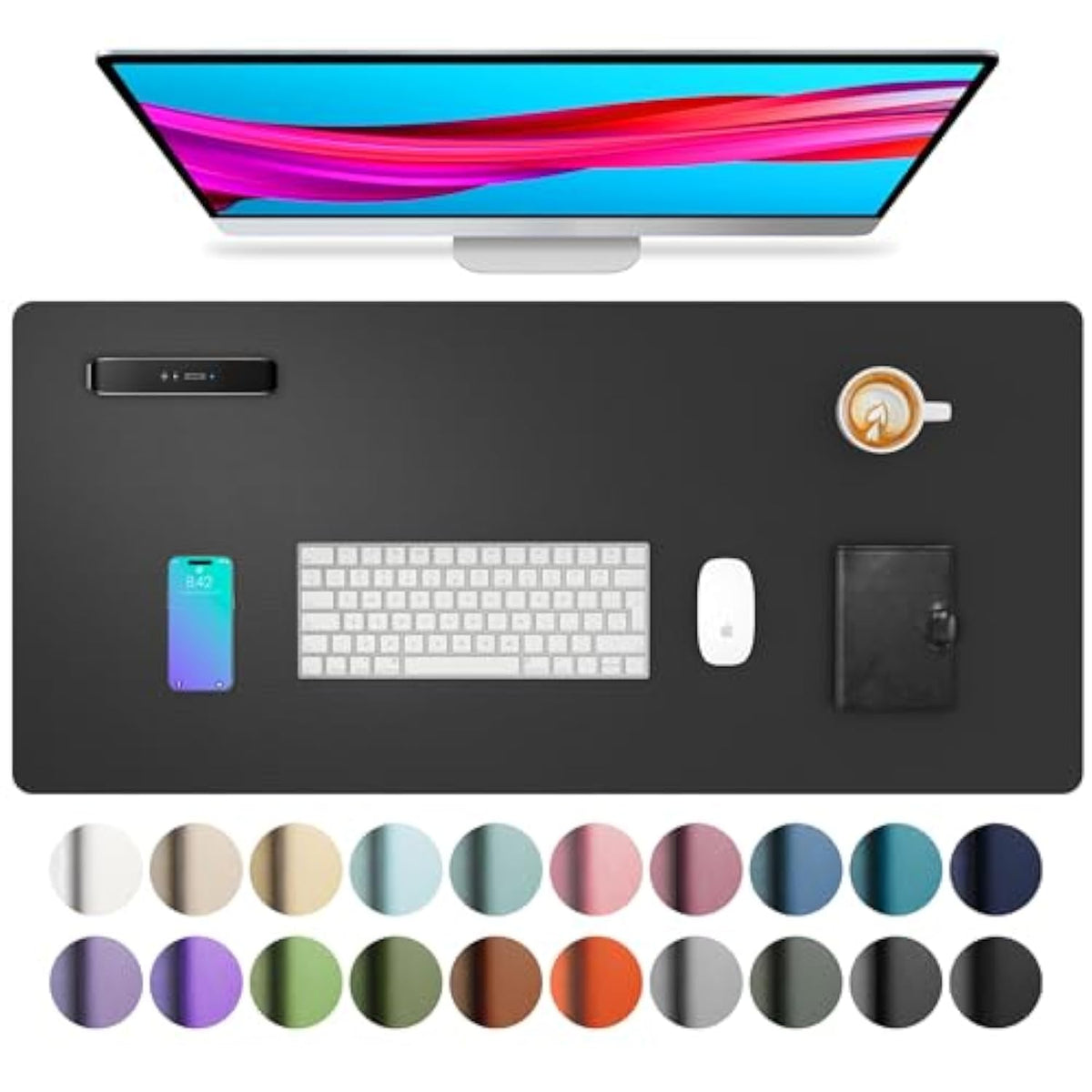 Leather Desk Pad Protector,Mouse Pad,Office Desk Mat, Nonslip Pu Leather Desk Blotter,Laptop Desk Pad,Waterproof Desk Writing Pad For Office And Home (Black,31.5" X 15.7")