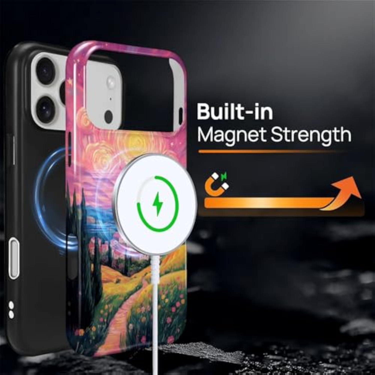 Dual Layer Protective Heavy Duty Shockproof Rugged Drop Protection Bumper Hybrid Case for iPhone 17 Pro Max - Pink Clouds Countryside Home