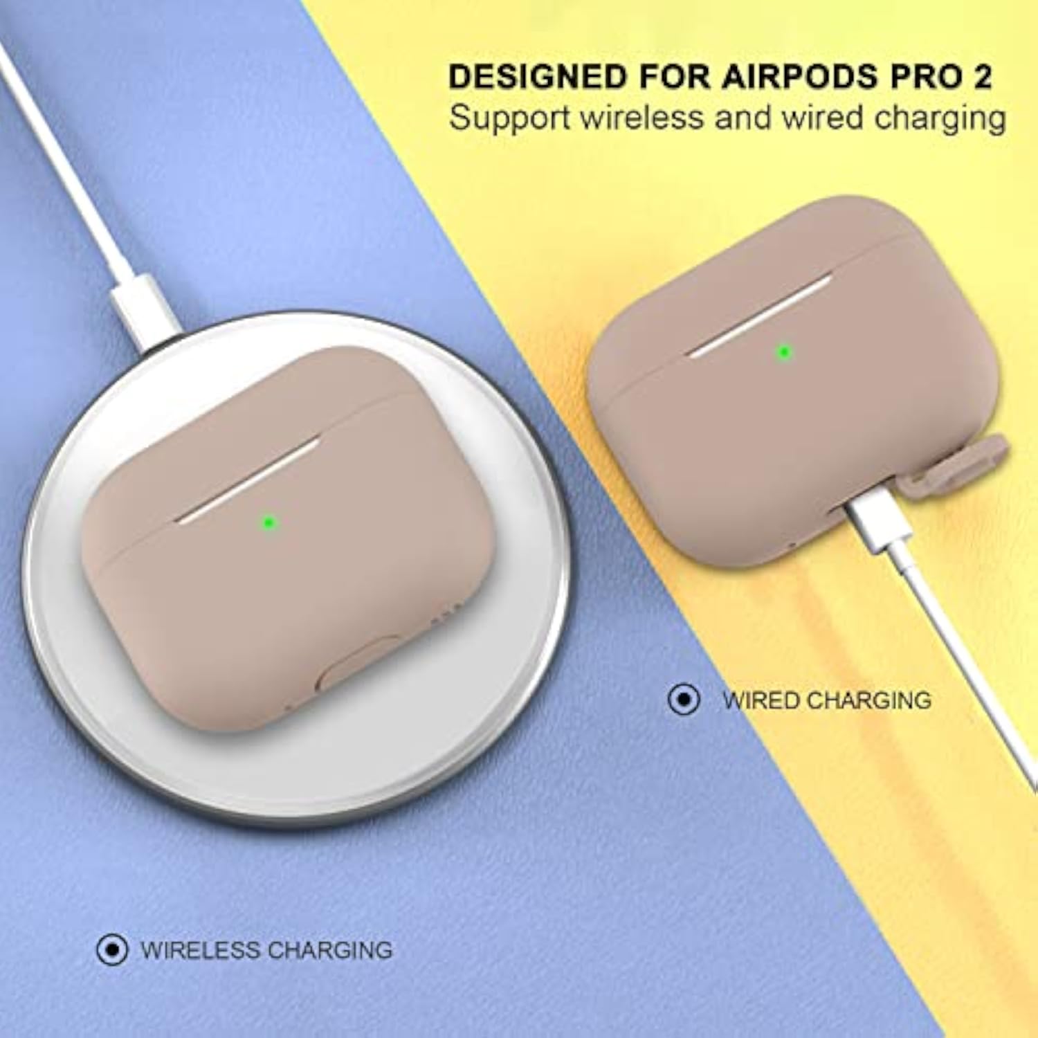 Protective Soft Silicone Skin Case Cover for Apple AirPods Pro 2nd Generation, Men Women Boys Girls Accessories, Tan Brown