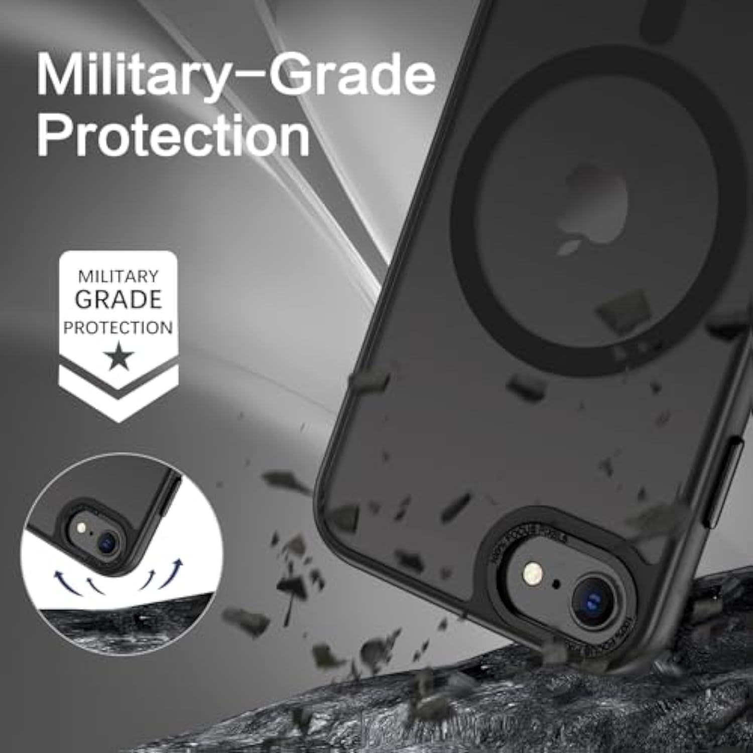 Magnetic For Iphone Se Case, Iphone Se 2022/3Rd/2020/2Nd Gen Iphone 8/7 Phone Case 4.7", [Compatible With Magsafe] Translucent Matte Slim Thin Shockproof Women Men Protective Cover, Black