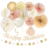 21-Pcs Champagne Gold & Beige Boho Fall Birthday Décor Set