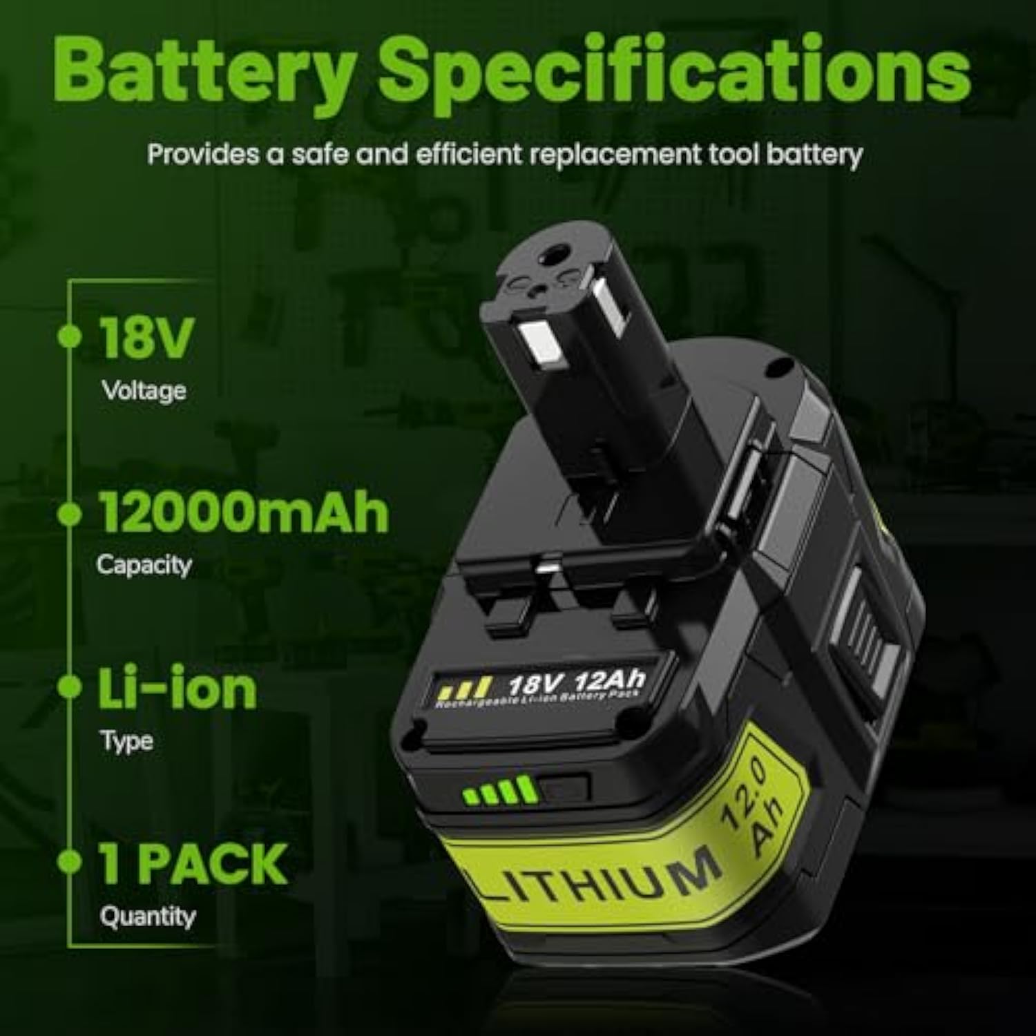 3000Mah P102 18V Lithium Battery Replacement For Ryobi 18V Tools One+ P100 P104 P105 P107 P108 P109 P190