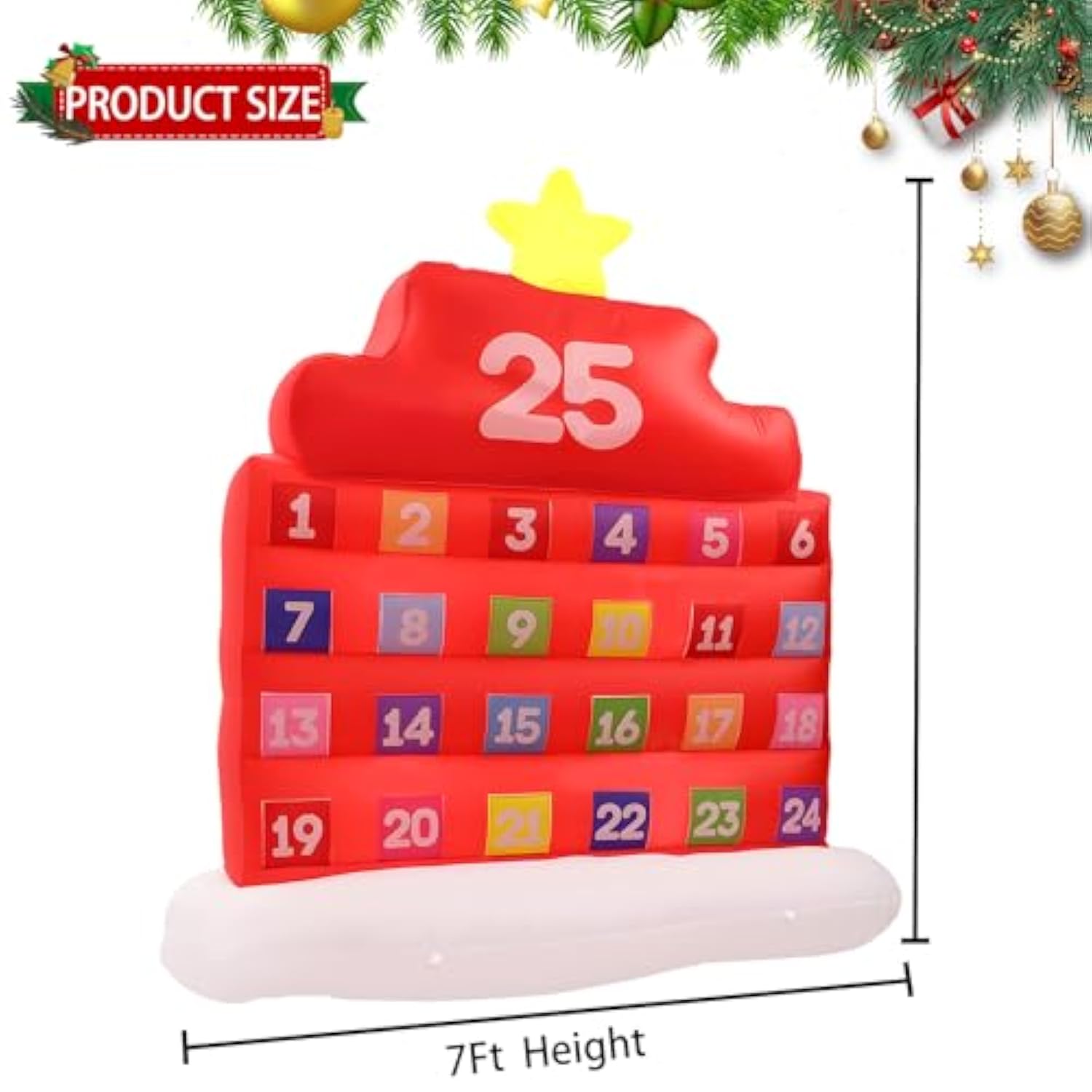 7Ft Christmas Inflatable Decoration, Countdown Inflatable Outdoor Decoration With Daily Surprise, Blow Up Xmas Decor Wit