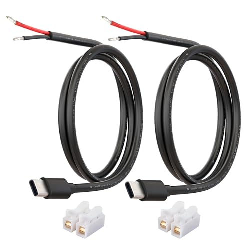 USB-C Power Cable (Input Only) with Copper Quick Wire Connector, 20AWG 5V 5A DC Power Lead, from Bare Wire DC Input for USB-C Device Power Input, 1M,