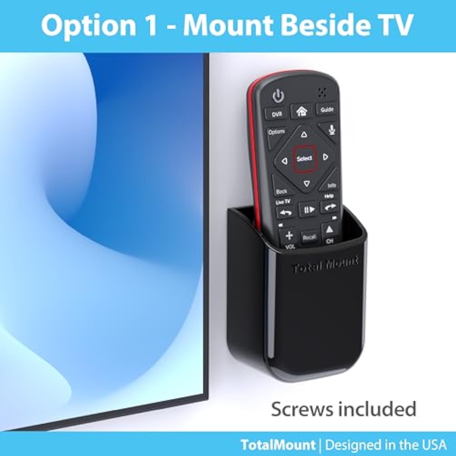 2-Pack Universal Remote Control Holders Wall or TV Mount Medium Black