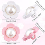 50Pcs Cute Flower Shank Pearl Sewing Buttons 18Mm(Pink,White)