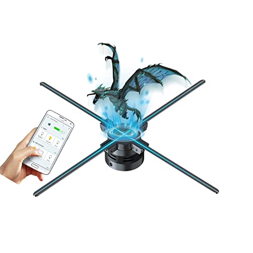 3D Hologramfan, 25.6 Hologramfan Projector Hd Led Holographic Christmas Tree Advertising Display With Remote,Bluetooth,Splicing,1500+ Video Library For Business Store Signs,Bar,Party,Halloween
