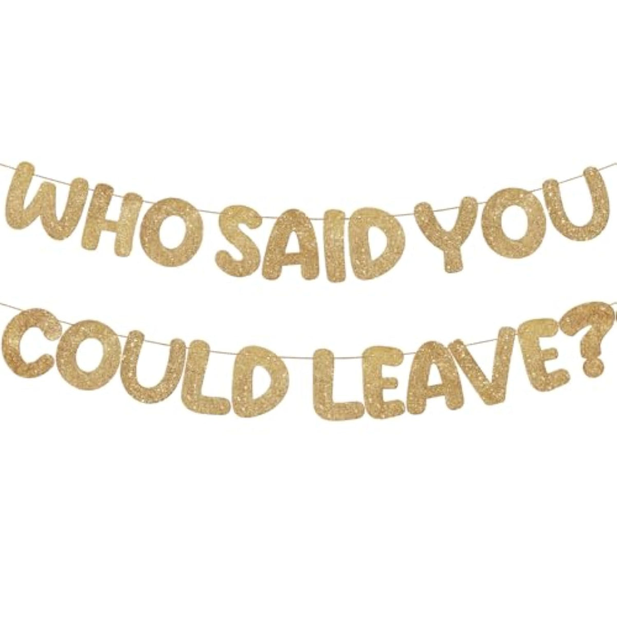 Pre Strung Who Said You Could Leave Banner Going Away Decorations Retirement Party 9.8 Ft Good Luck Sign Goodbye Garland For Retire Graduation(Glitter Champagne Gold)