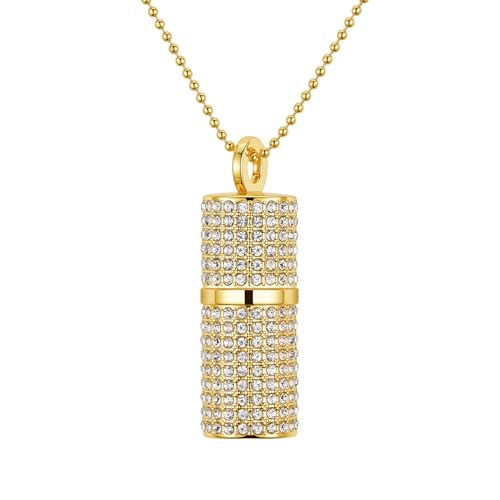 Usb Flash Drive,16Gb/32Gb/64Gb/128Gb Portable Usb2.0 Memory Stick Secure Date Storage Pendrive Thumb Drives Rhinestone Pendant With Chain (Gold, 128Gb)