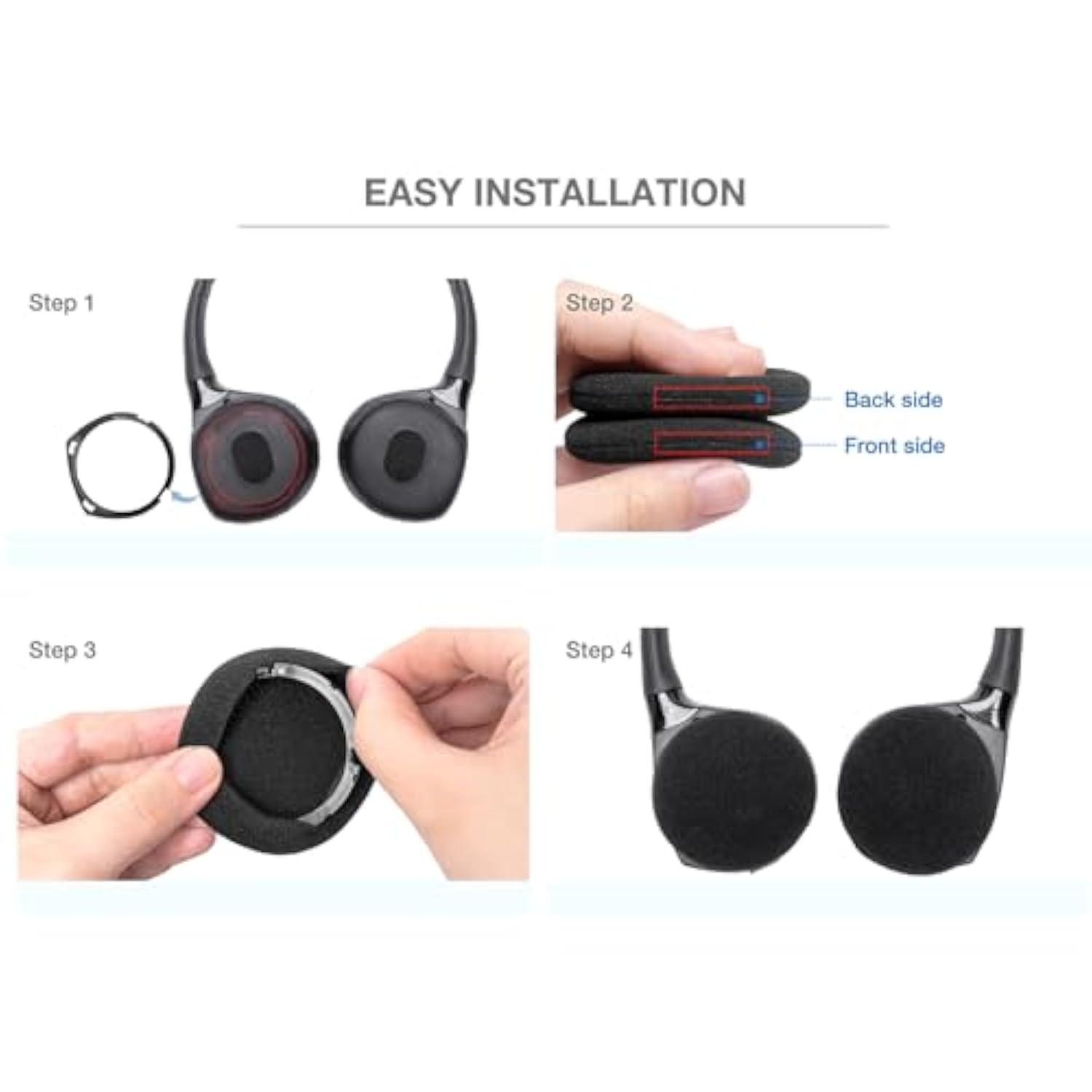 3 Pairs Thickened Foam Ear Pads Compatible With Cadillac Escalade,Escalade-Esv,Srx,Ct5,Ct6,Xt5,Xts,Chevrolet,Buick, Gmc,Wireless Headphone Entertainment Dvd Systems Headset Cushion Earpads