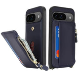 Pixel 9/9 Pro Wallet Case, Crossbody with Strap, Leather Card Holder - Blue