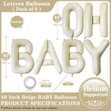 40" Beige “Oh Baby” Balloons — Giant Cream Letter Foils for Baby Shower