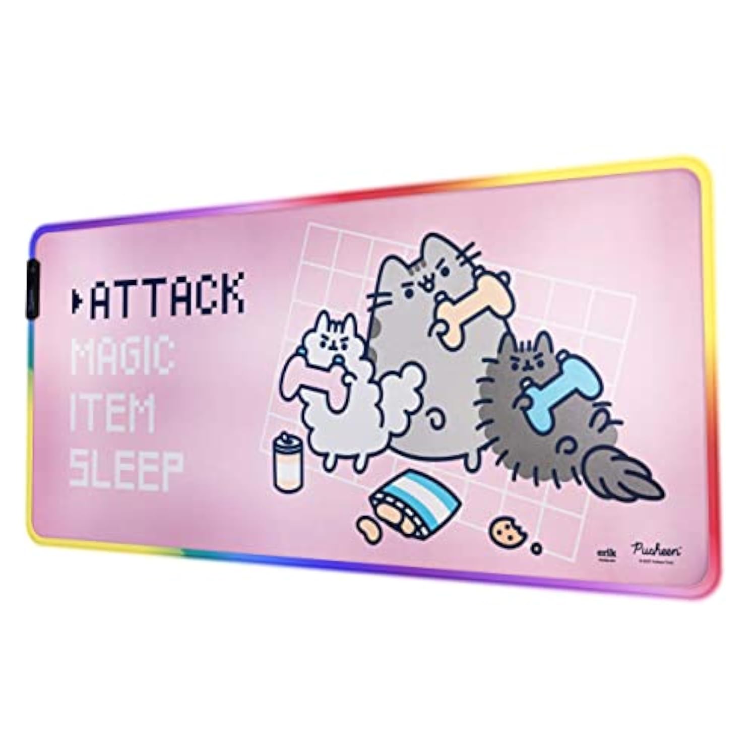 Erik Official Pusheen Xxl Rgb Gaming Mouse Mat | Led Mouse Mat | 900X400X4 Mm Non-Slip Rubber Base Mouse Pad Rgb, Rgb Gaming Mouse Pad, Keyboard Mouse Mat | Pusheen Gifts | Kawaii Gaming