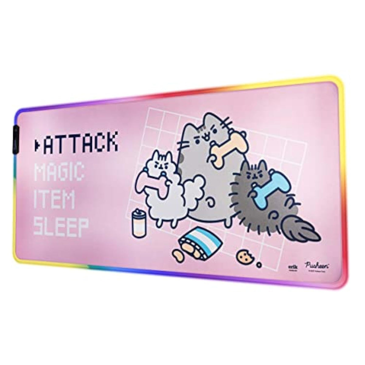 Erik Official Pusheen Xxl Rgb Gaming Mouse Mat | Led Mouse Mat | 900X400X4 Mm Non-Slip Rubber Base Mouse Pad Rgb, Rgb Gaming Mouse Pad, Keyboard Mouse Mat | Pusheen Gifts | Kawaii Gaming