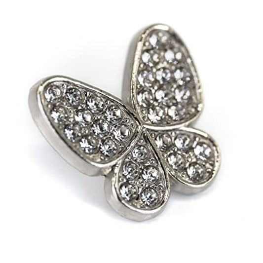 Rhinestone Wings Butterfly Metal Base Sewing Shank Buttons 20 Pcs - 15