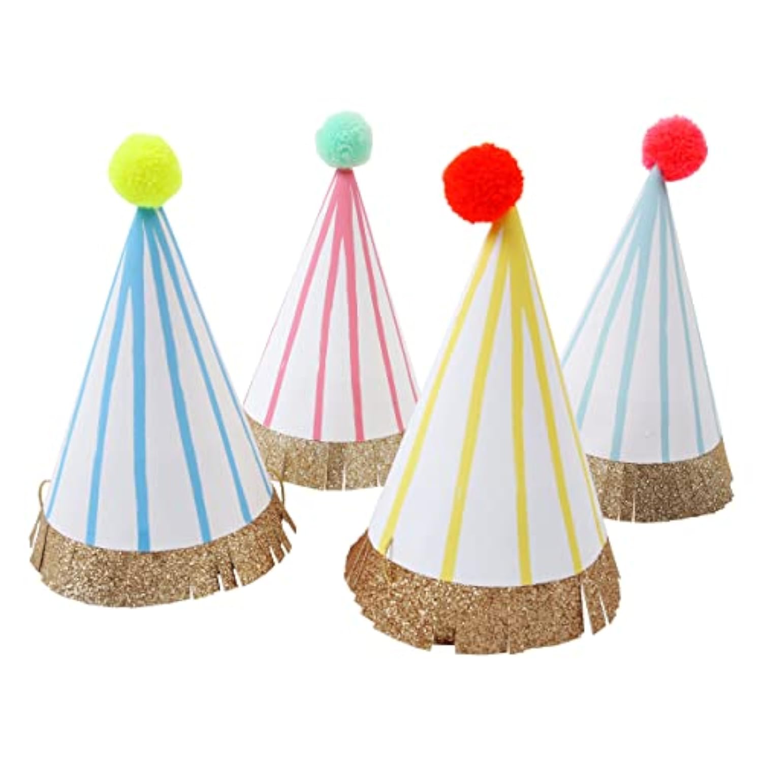 Meri Meri Birthday Party Hats, Pack of 8 Bright and Colorful Cone Birthday Hats for Kids & Adults, Cone Party Hats