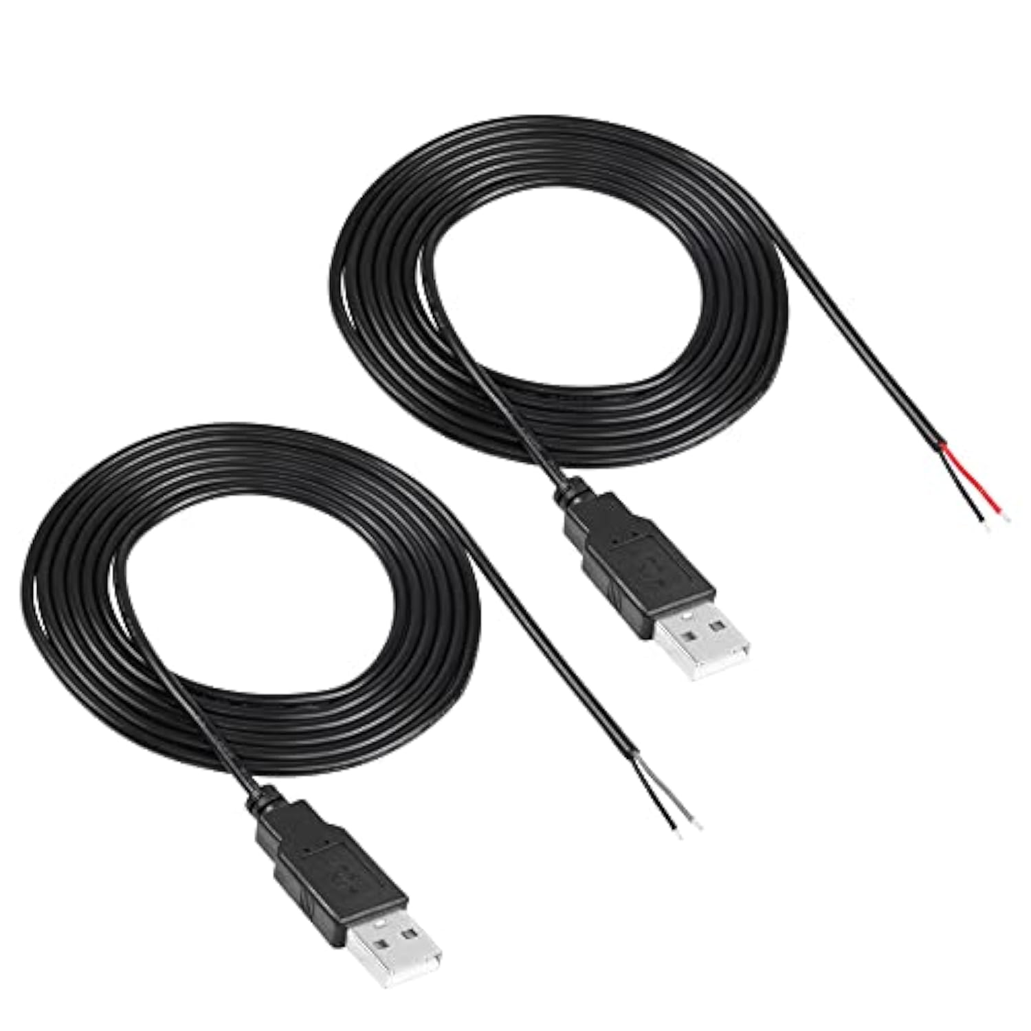 2Pcs Usb 2.0 Male Plug 2Pin Bare Wire,Usb Power Data Cable Diy Pigtail Cable F