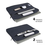 Rainyear Laptop Sleeve Carrying Case Compatible With 15 Inch Macbook Pro/Air, Surface Laptop 3/4 15", New Xps 15 Touch Briefcase With Hidden Handle Multiple Pockets Protective Computer Bag,Navy Blue