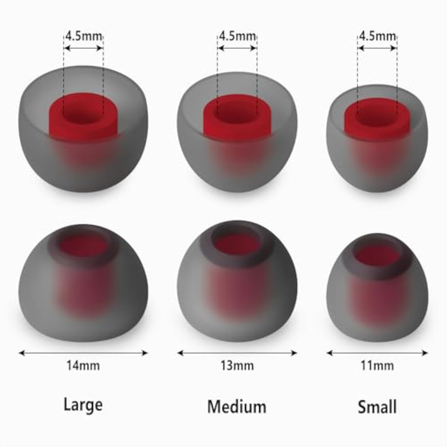 Silicone Ear Tips For Tozo T10, Replacement Eartips Earbuds Earpads (Gray,S/M/L)