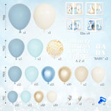 153Pcs Dusty Blue Balloon Baby Shower Decorations For Boy, Blue Balloon Arch Kit Baby Boxes With Letter (A-Z+Baby) For Boho Baby Shower Boy Birthday Gender Reveal Party Supplies