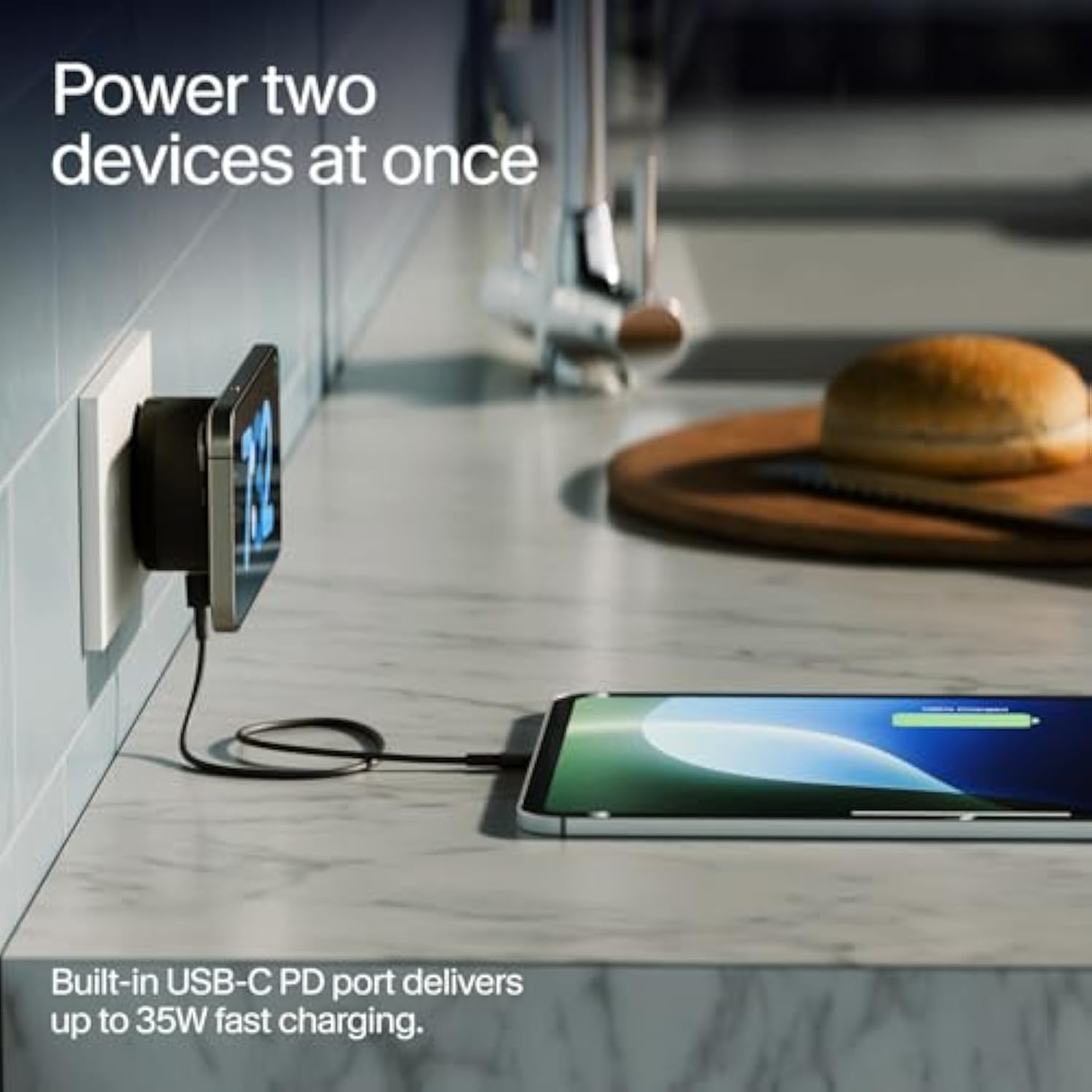 Powerbug Qi2 Magnetic Wireless Charger & 35W Usb-C Hub, Slate — Works With Magsafe, Pixelsnap, And Qi2 Magnetic Phones, Slate