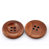50Pc Wood Sewing Buttons Scrapbooking 4 Holes Round Coffee Buttons 25M