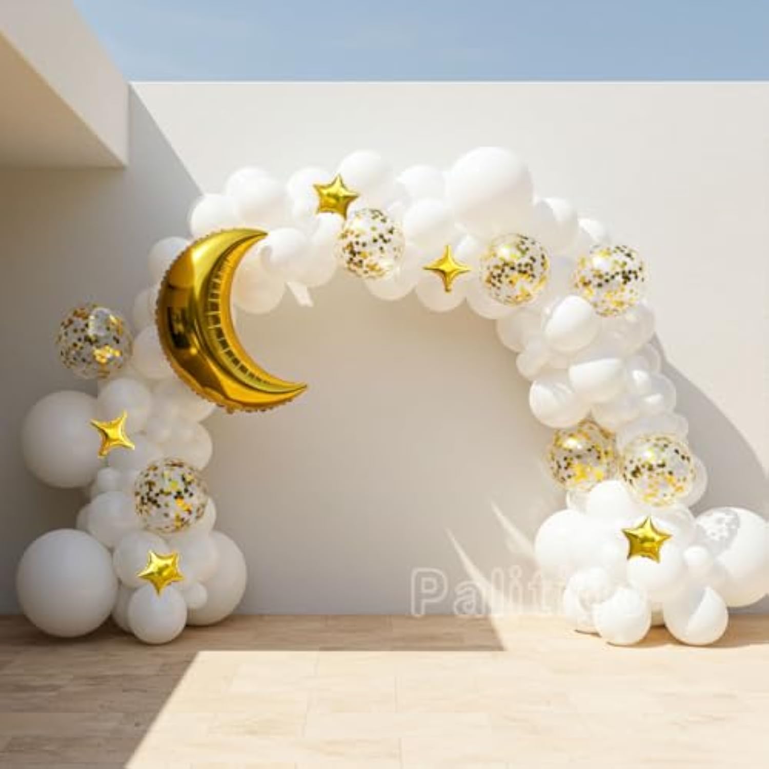131Pcs White Balloon Garland Kit with Moon & Star for Baby Shower  Parties
