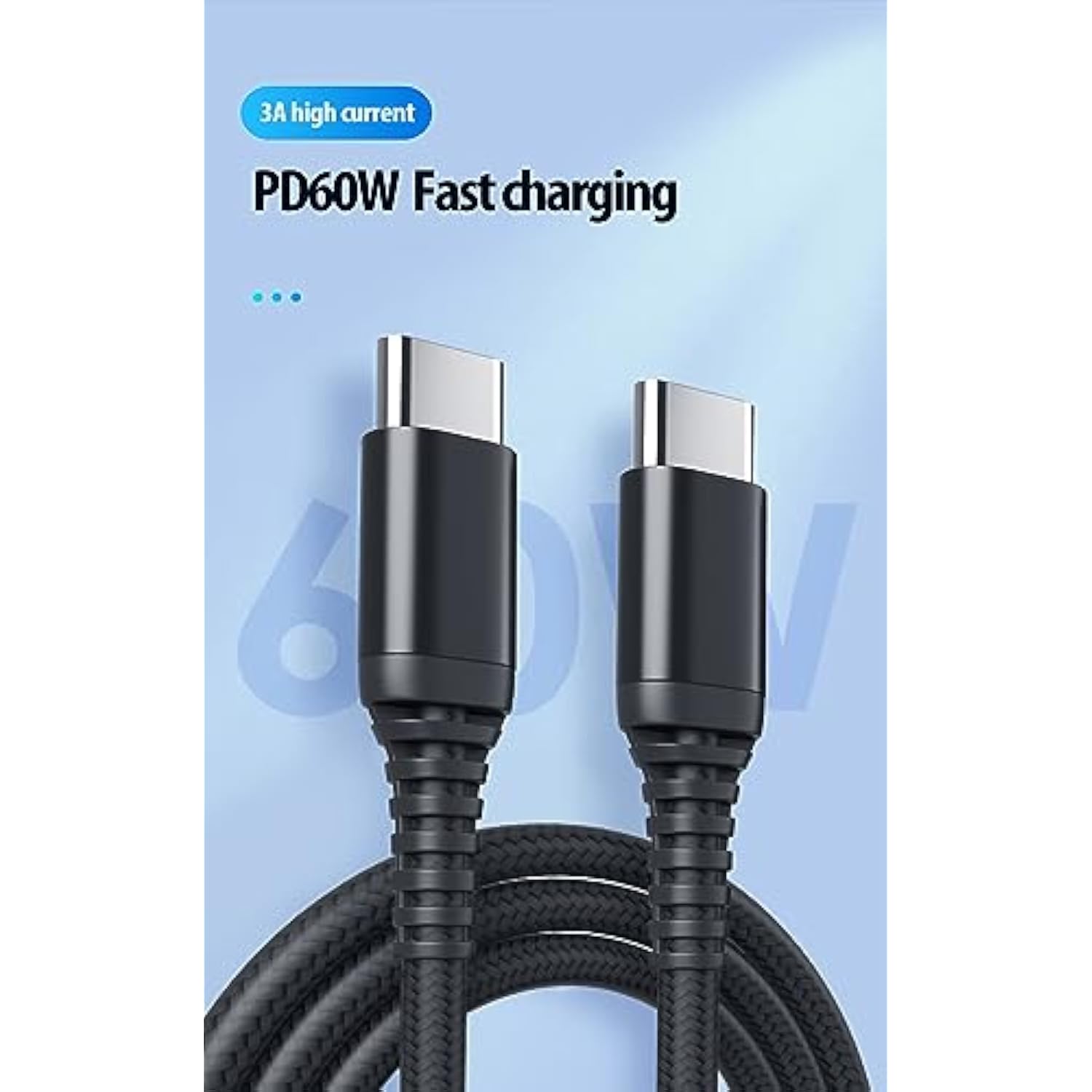 [5-Pack Usb Type-C To C Cables [10Ft, 3.0A Fast Charge] - Usb Type C To Type C