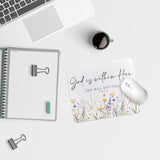 Inspirational Christian Floral Mouse Pad,Christian Gifts For Women,God Is Within Her She Will Not Fall,Non-Slip Rubber Base Mousepads For Home Office Dorm Desk Decor,9.5X7.9 Inches