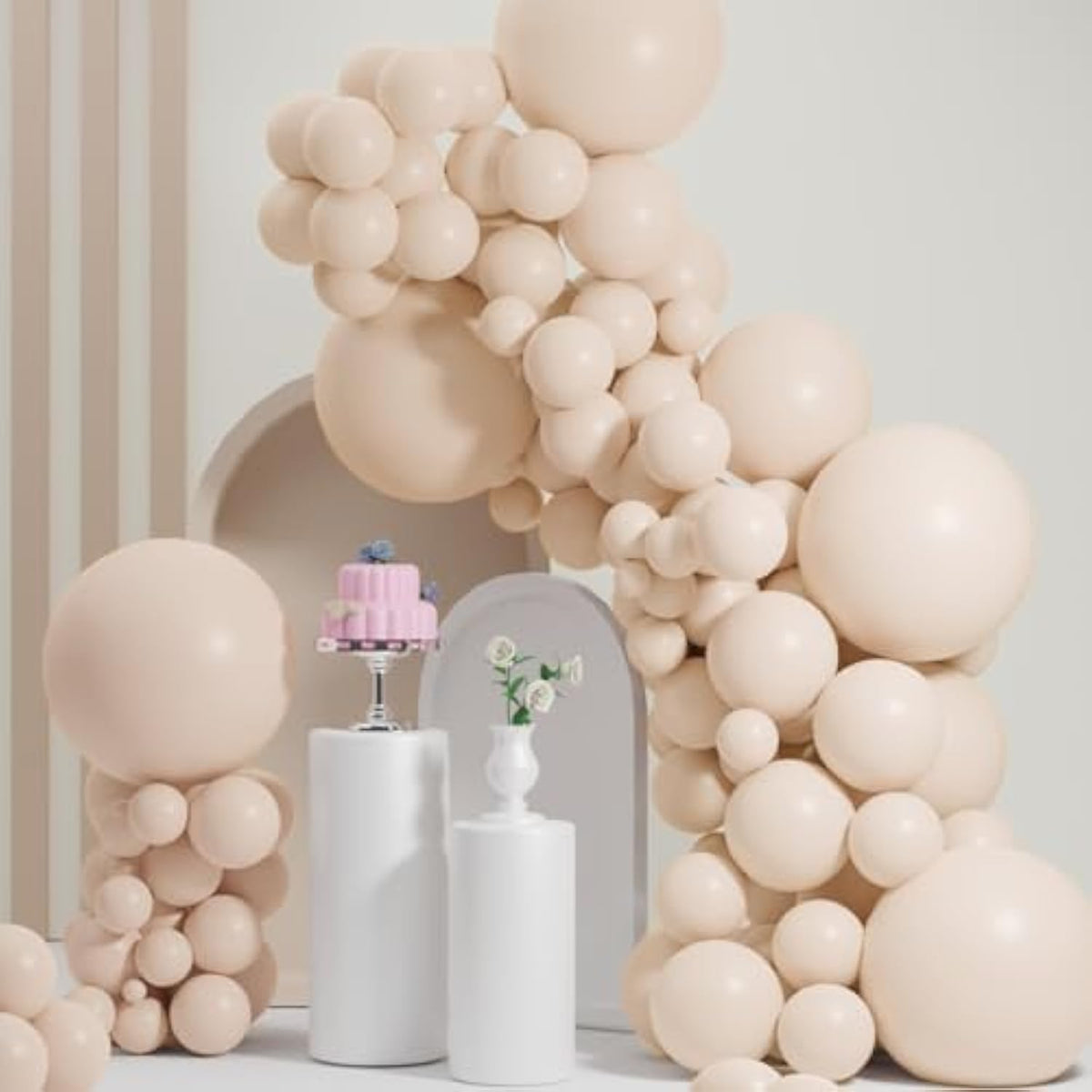 Double Stuffed Nude Balloons, Blush Nude Balloon Arch,18 12 10 5 Inch Double Stuffed Cream Peach Balloon Different Sizes For Neutral Baby Shower,Boho Party,Gender Reveal Party,Bridal Shower (Nude01)