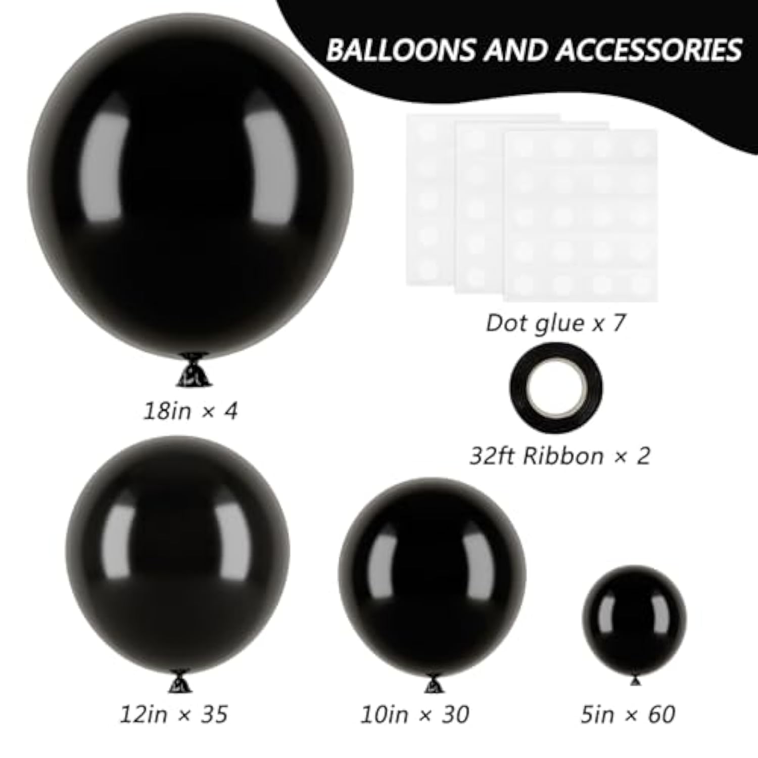 129Pcs Black Balloons Latex Balloons Different Sizes 18 12 10 5 Inch P