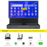 Mobile Pixels 27" Pixcase Couter Monitor, 1080P Touchscreen With 16Gb Ram, Google Play Access, 40W Speakers, Coact Suitcase Design, Gamepad & Remote Included, Windows/Mac/Switch/Consoles