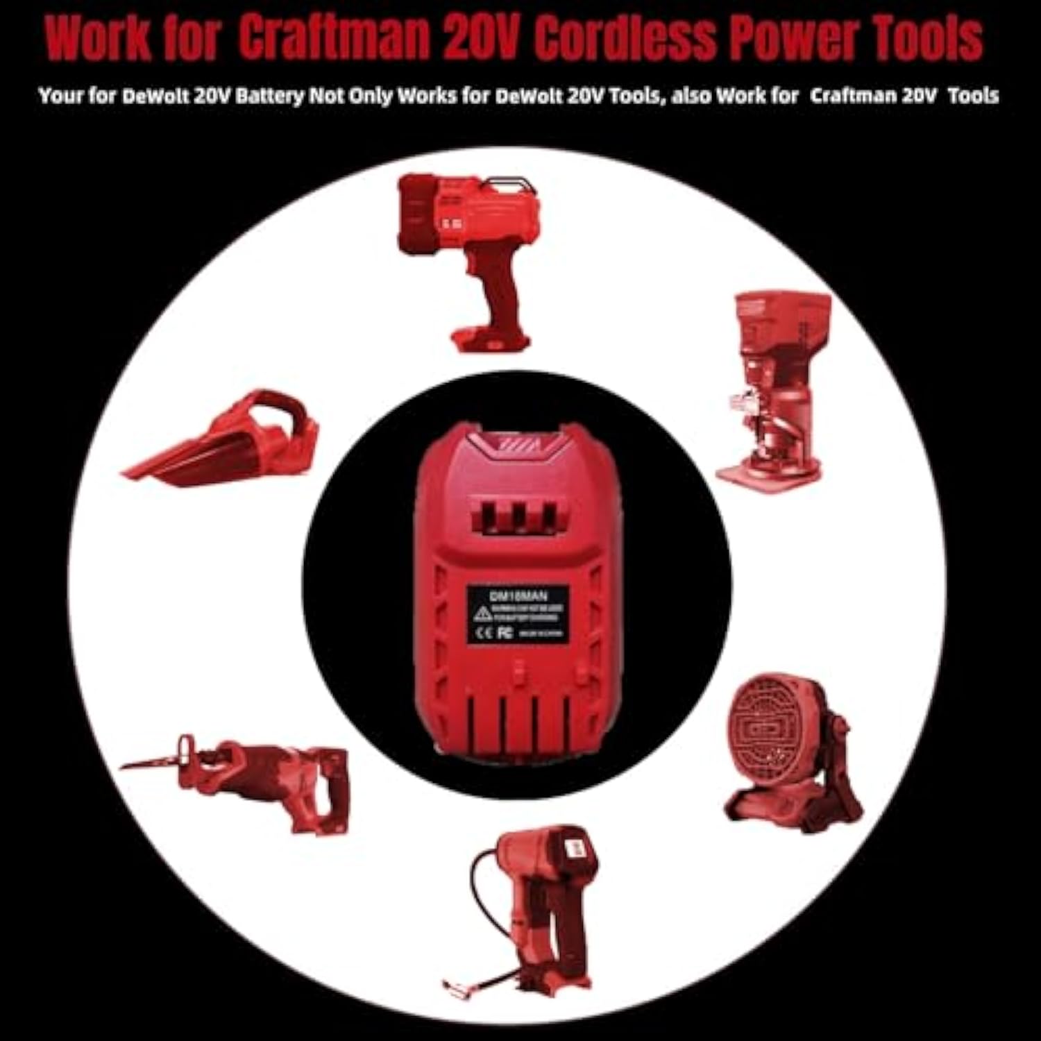 For Dewalt For Milwaukee For M18 To For Carftsman 20V Battery Adapter, Convert For Dewalt 20V 60V And For Milwaukee 18V Battery To Work For Craftsman V20 Tools