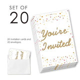 Boho Rainbow Girl 1St Birthday Party Invitations Supplies Fill-In Set Of 20 With Envelopes Modern Rainbow 1St Birthday Bash Invites Cards, Double Sided