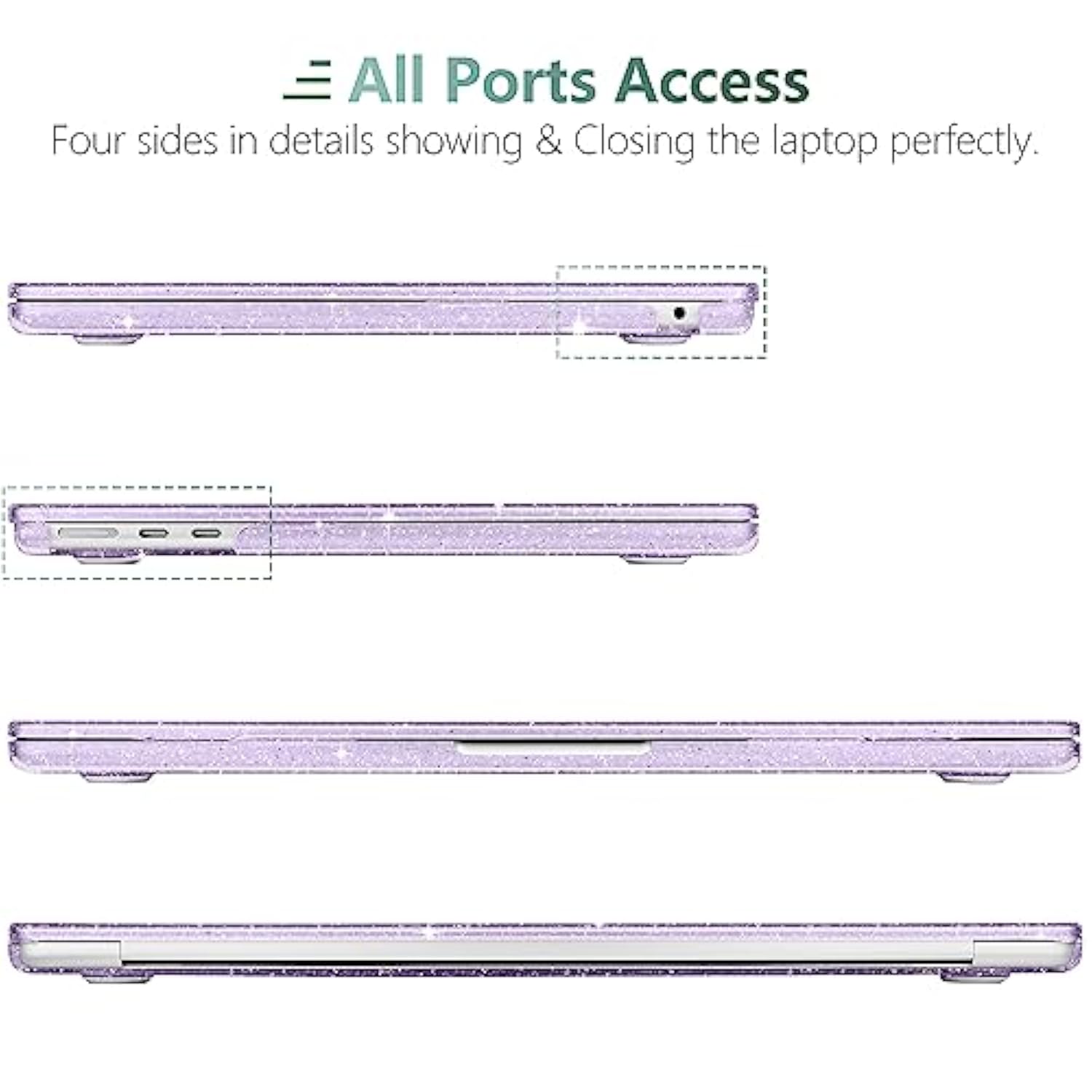 Compatible With Macbook Air 13.6 Inch Case M4 M3 M2 2025 2024 2023 2022 A3240 A3113 A2681, Glitter Bling Plastic Hard Shell & Keyboard Cover For Macbook Air M4 13 Inch Case, Star Purple
