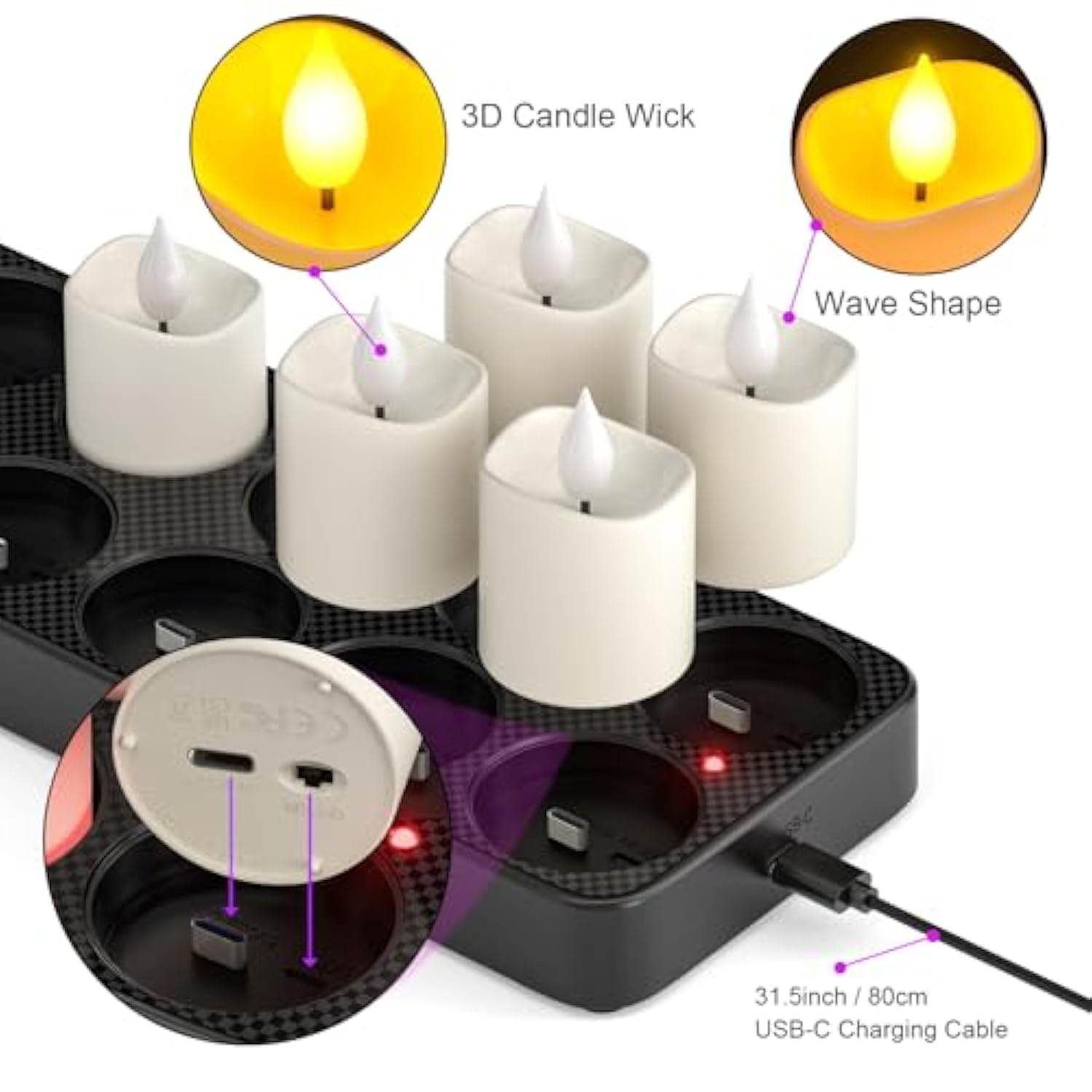 Rechargeable Flameless Candles With Remote Timer & Charging Base, 12 Pack Votive Candles Battery Operated Tea Lights Flickering, Led Tealights For Home Wedding Halloween Fall Christmas Decor