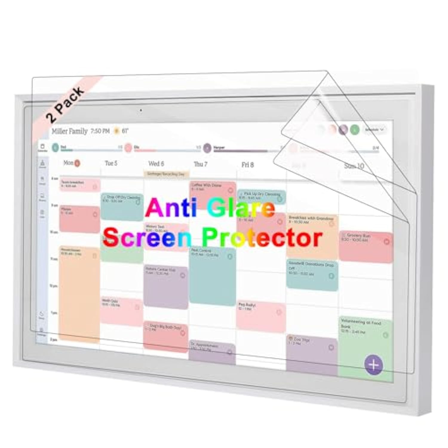 2 Pack Anti Glare Screen Protector Compatible With Skylight Calendar 15 Inch | Calendar Anti-Glare,Clear Touch,Matte Film Skin,Anti-Scratch,Anti-Reflective