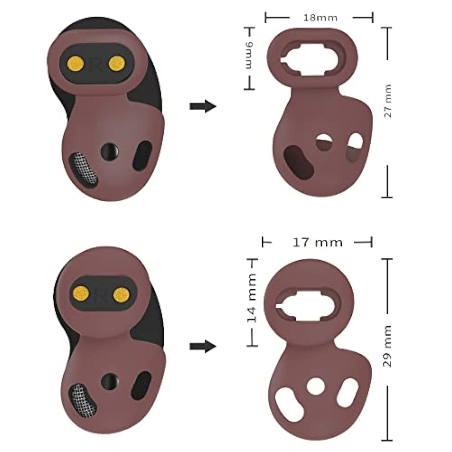 Eartip Covers Fit In Case Compatible With Galaxy Buds Live Sm-R180, 8 Pairs S/L Sizes Soft Silicone Replacement Ear Tips Covers Earbuds Covers Compatible With Galaxy Buds Live, 8 Pairs 4 Colors