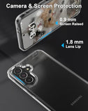 Case for  Galaxy A37 5G + Screen Protector Tempered Glass - Crystal Clear Phone Case Hard Back + Soft TPU Bumper Hybrid Shockproof Cover for