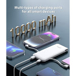 Power Bank With Built In Ac Wall Plug, Ultra Slim 10000Mah Portable Charger With Built In Cables External Battery Pack Compatible With Iphone Android Smart Devices
