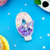 Birthday Number Candles Pink And Purple Butterfly Birthday Candles For Cake Glitter Number 0 Candle Cake Topper With Sequins For Girls And Women Anniversary Celebrations Supplies